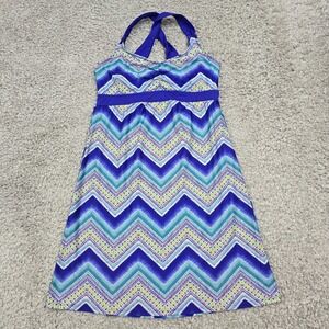 Title Nine Women Halter Swim Dress Size Small Chevron Active Resort Beach